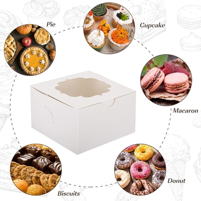 Cupcakes Şeker Çikolata Çilek için 4 inç Beyaz Özel Kek Kutusu Pencere