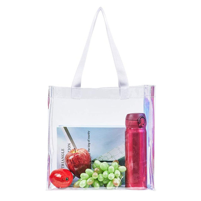 Kadın Seyahat Plaj Holografik Şeffaf Tote PVC Alışveriş Çantası Su Geçirmez Şeffaf