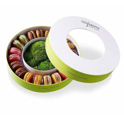 Plastik Tepsi ile Lüks Karton Yuvarlak Macaron Hediye Kutusu