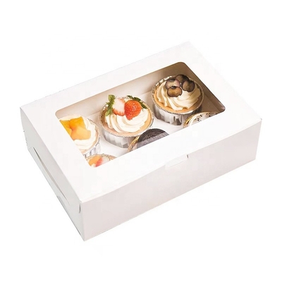 Fırın Özel Kek Kutusu Mini Muffin Cupcake Kutuları Pencereli 6 Delikli