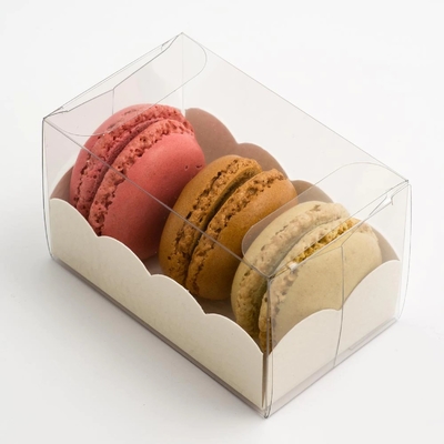 iyi fiyat PET Çok Özellikli Çikolatalı Bisküvi Macaron Kek Hediye Kutusu Fildişi Tahta çevrimiçi